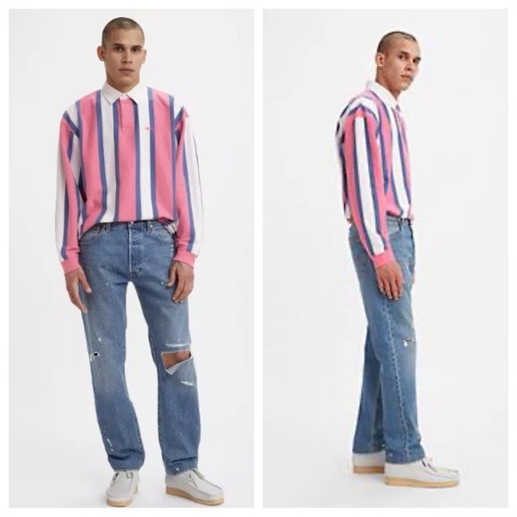 Levi's® Premium 501 ‘93 Straight Fit Paint Splatter Distressed Jeans - Picture 2 of 10